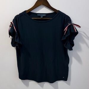 Tommy Hilfiger Black Ruffle Sleeve Blouse
